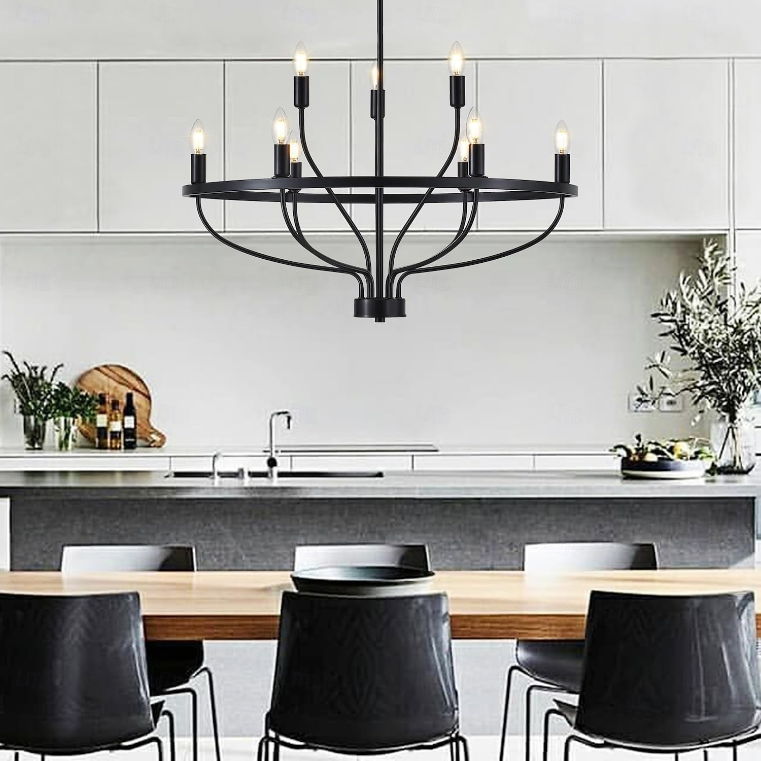 Lustre à LED suspendu 6/9/12 lumières industriel vintage grand lustre rond rustique à bougie pour salon chambre 110-240v de 2025 ? $266.59 –P4