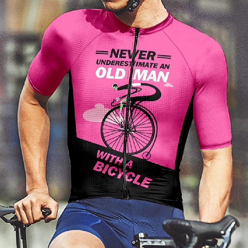 Men's Cycling Jersey Letter & Number Short Sleeve Bike Tee Tshirt Jersey with 3 Rear Pockets Mountain Bike MTB Quick Dry Anatomic Design Wicking Breathable Sports Pink Red Green Clothing Apparel 2026 - $30.99 –P11