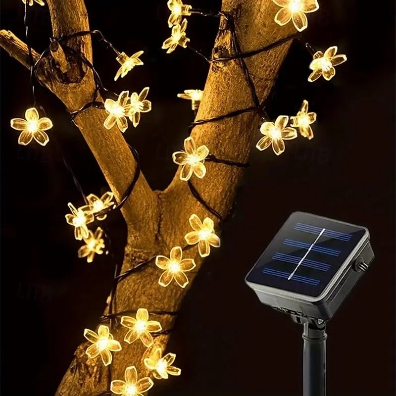 1pc Solar Flower String Lights, Cherry Tree Branch Light Outdoor 6.5M/21FT 30 LED Fairy Light IP65 Waterproof for Garden Fence Patio Yard Party Decor Christmas Halloween Decoration 2025 - $13.99 –P13