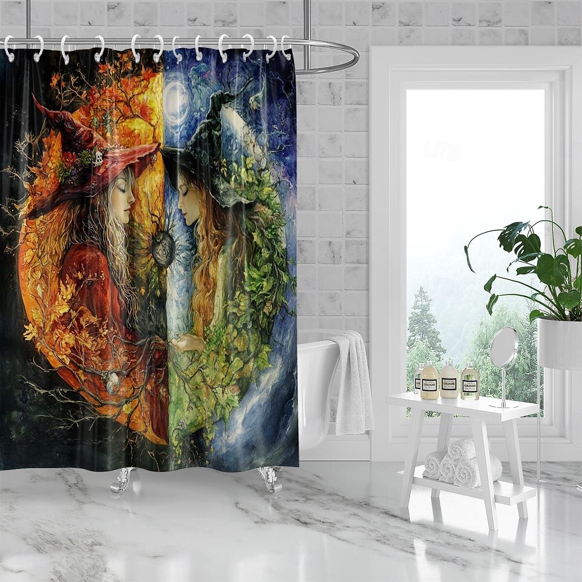 Halloween-Duschvorhang, moderner, maschinenwaschbarer, wasserdichter Polyesterstoff zur Badezimmerdekoration, Badewanne mit 12 Haken 2025 - $23.99 –P11