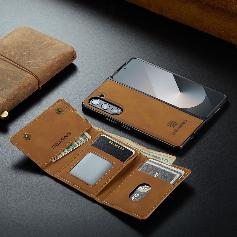 Phone Case For Samsung Galaxy Z Fold 7 Z Fold 6 Z Fold 5 Z Fold 4 Z Fold 3 Back Cover with Stand Holder Magnetic Card Slot Retro TPU PC PU Leather 2025 - $23.99 –P18