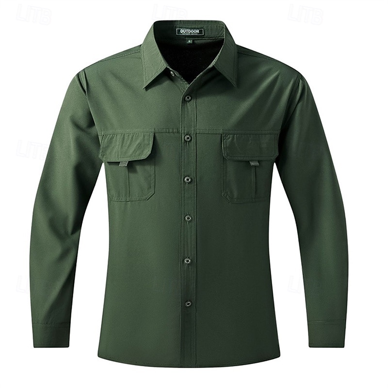 Herren Hemd Arbeitshemden Knopfhemd Cargo-Shirt Schwarz Kaki Armeegrün Grau Langarm Glatt Kargen Urlaub Festtage Vordertasche Bekleidung Polyester Modisch Brautkleider schlicht Komfortabel 2025 - $32.99 –P1