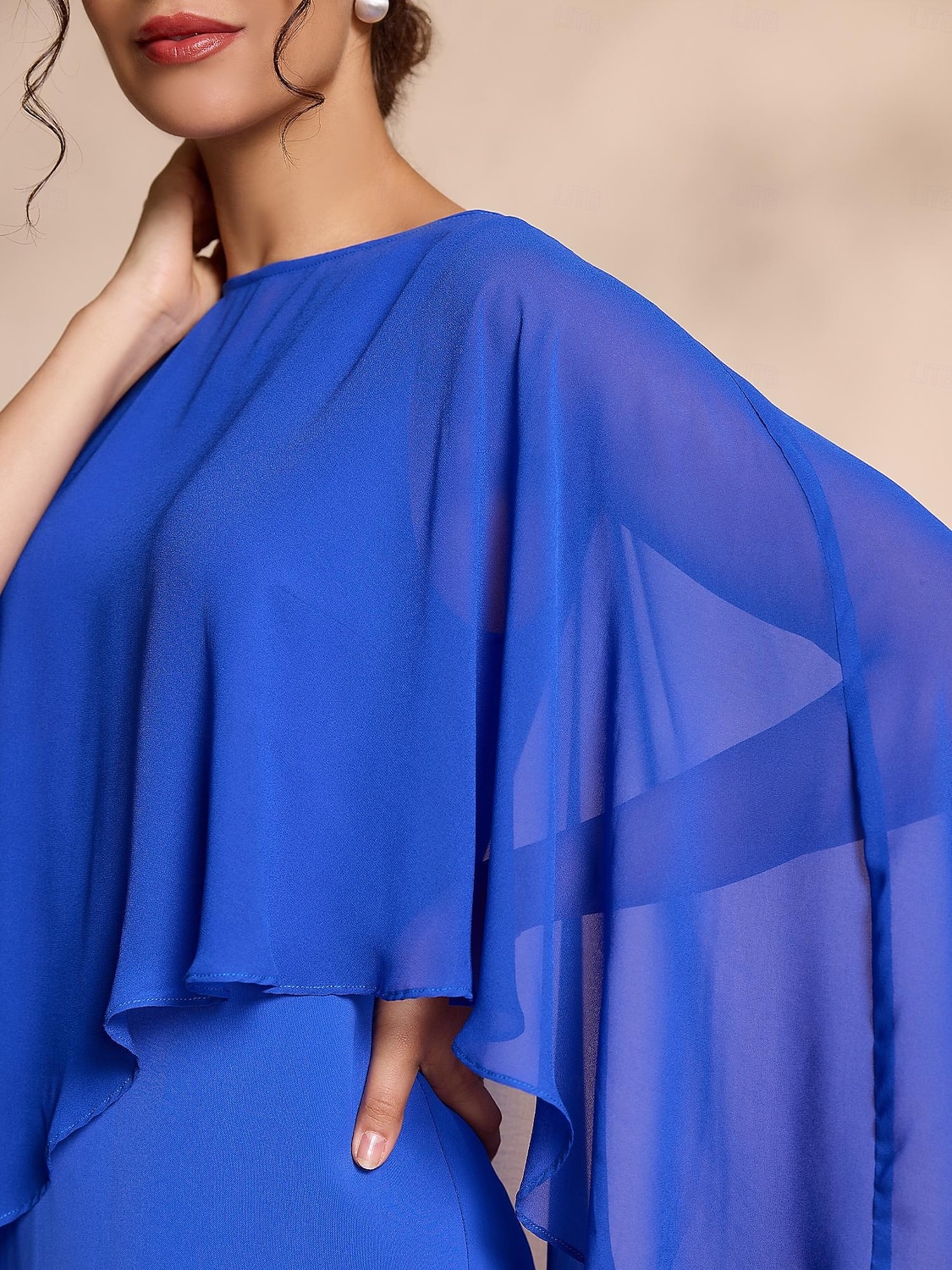 Vestido de gasa azul casual de 2 piezas con mangas redondas y corte midi para madre de la novia, vestido para impresionar 2024 2026 - $99.99 –P3