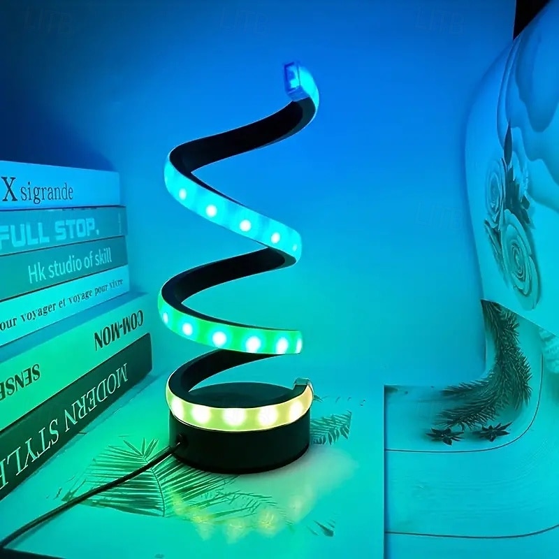 مصباح طاولة حلزوني LED قطعة واحدة، طراز عصري، سطوع قابل للتعديل، مفتاح زر يعمل بمنفذ USB، مصباح ديكور غرفة النوم 2025 - $34.99 –P6