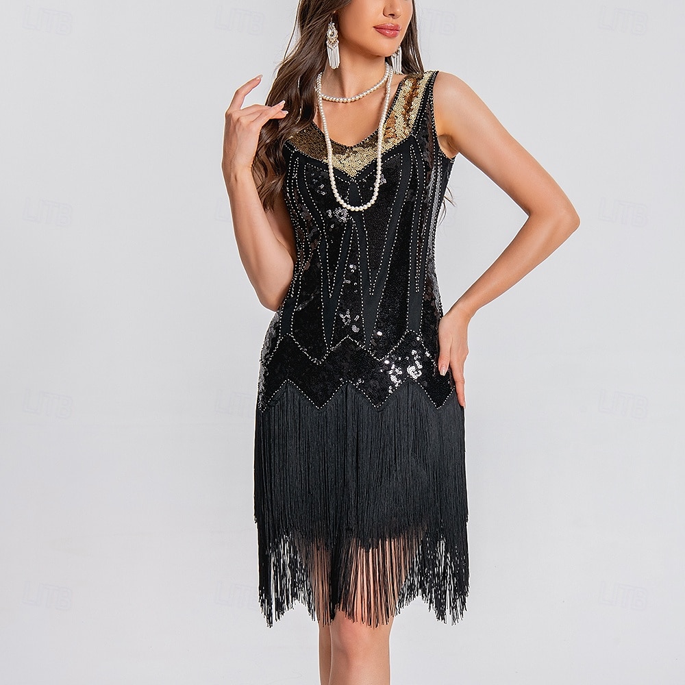 Danse latine Robe Paillettes Gland Fantaisie Femme Utilisation Entraînement Sans Manches Taille haute Polyester de 2025 ? $56.99 –P4