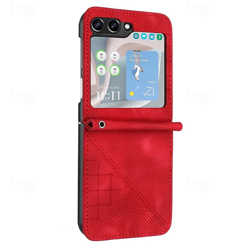 2025年 電話 ケース 用途 サムスンのギャラクシー Zフリップ6 Z Flip 5 Z Flip 4 Z Flip 3 フリップカバー 耐衝撃 幾何学模様 PC PUレザー コレクション – $17.99 –P16