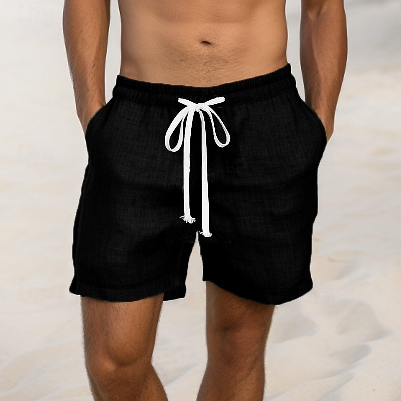 Per uomo Shorts Shorts di Lino Pantaloncini Estivi Coulisse Elastico in vita Gamba Dritta Semplice Comodità Traspirante Sopra il ginocchio Casuale Quotidiano Ferie Moda Stile Classico Nero Bianco del 2026 a $18.99 –P12