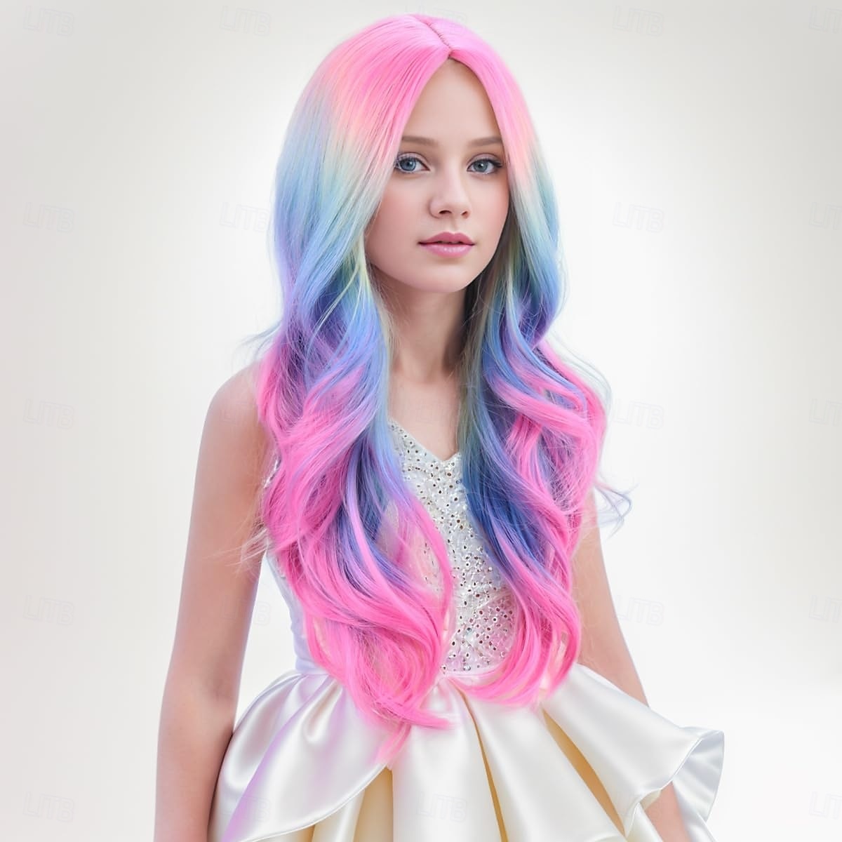 Child Kids Colorful Wigs Long Curly Wavy Wig for Girls Kids Rainbow Wig Colored Synthetic Cosplay Party Halloween Wigs 2025 - $21.99 –P7