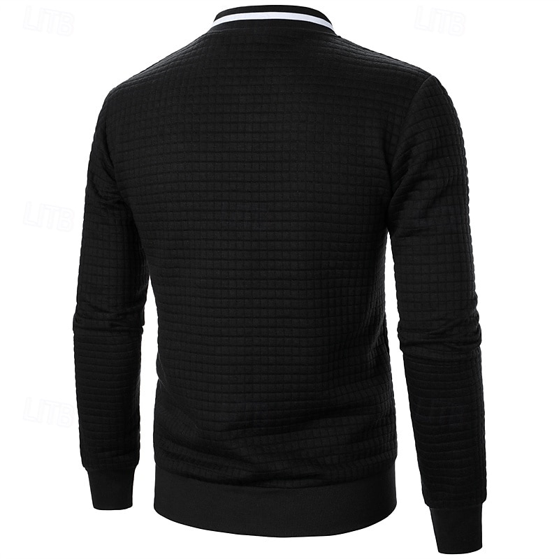 Men's Lightweight Jacket Waffle Jacket Summer Jacket Transition Jacket Vacation Daily Pocket Spring &  Fall Plain Fashion Classic Standing Collar Regular Black White Wine Navy Blue Khaki Jacket 2025 - $22.99 –P15