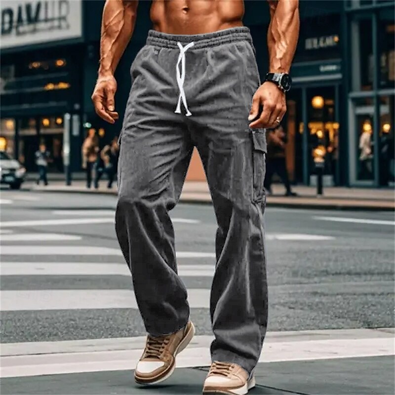 Homens Calças Cargo Calças de Veludo Calças Calças largas Calça casual Com Cordão Cintura elástica Bolso multi Tecido Conforto Macio Comprimento total Ao ar livre Diário Para Noite Moda Roupa de rua de 2025 por $25.99 –P5