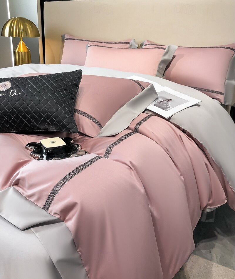 Conjunto de cama com capa de edredom de 4 peças, 100% algodão orgânico, tecido macio e respirável, inclui capa de edredom e fronhas para um sono confortável de 2025 por $150.99 –P2