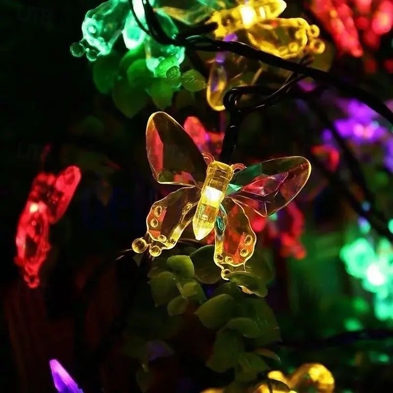 Solar-Schmetterlings-Lichterkette, 6,5 m, 30 LEDs, dekorative Lichterkette für den Garten, wasserdicht, für den Außenbereich, Halloween, Weihnachten, Hochzeit, Party, Terrassendekoration 2025 - $17.49 –P6