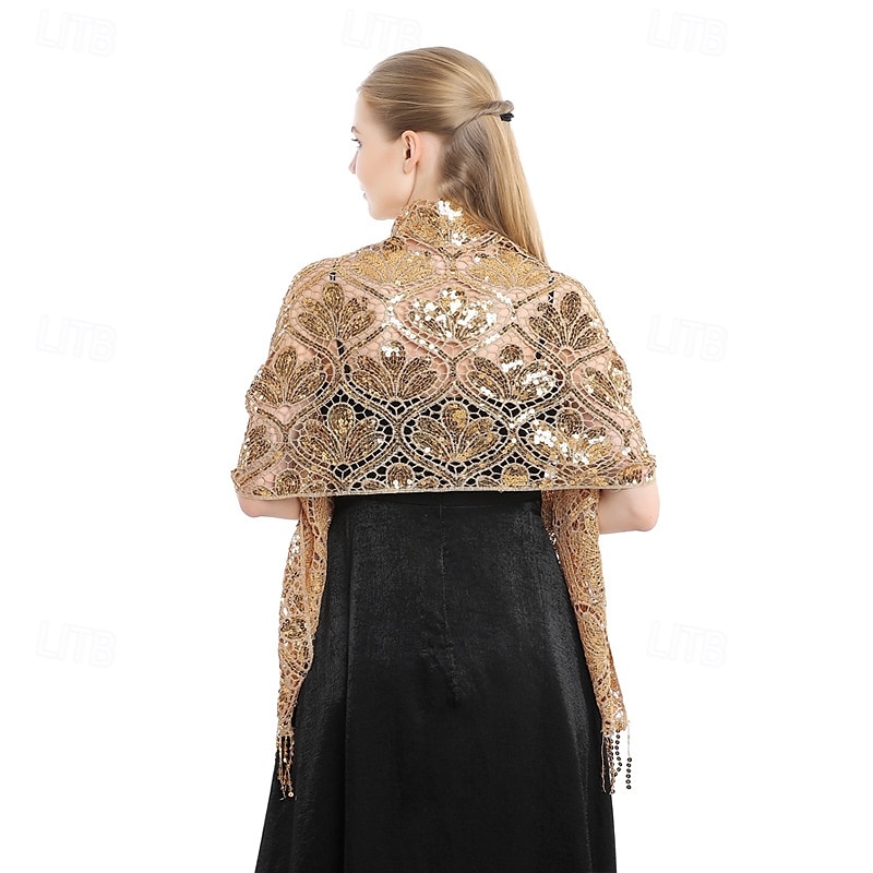κομψή παγιέτα φούντα σάλι βραδινό φόρεμα cheongsam εξωτερικό σάλι νύφη παράνυμφος πούλιες σάλι 2025 - $22.99 –P13