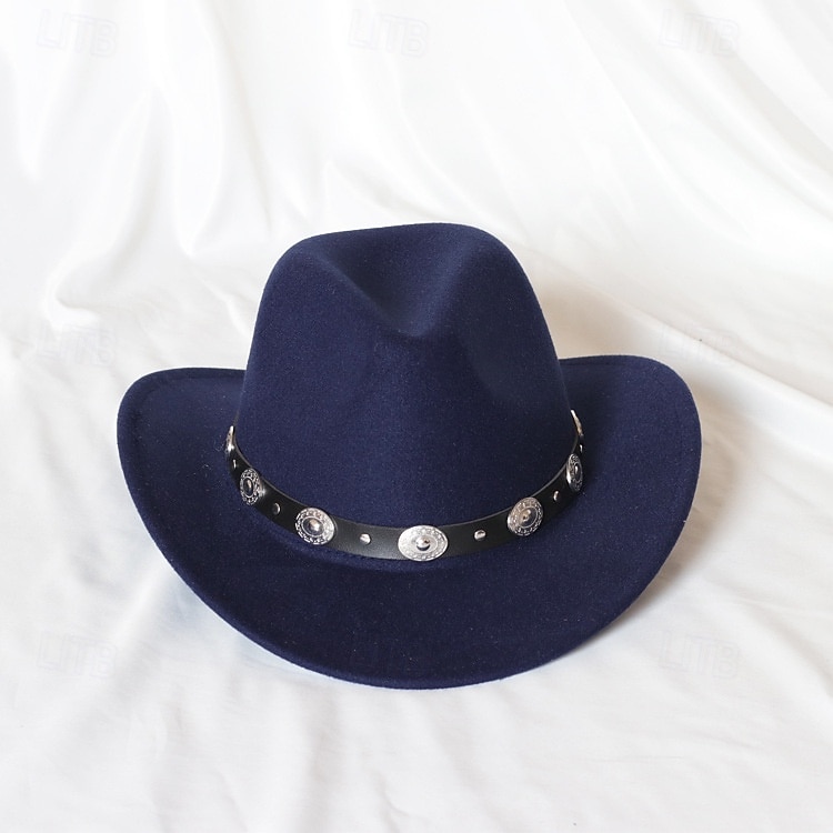 jednolity kolor unisex kowbojski kapelusz punkowy western z dzianinowym filcem 2025 - $18.49 –P17