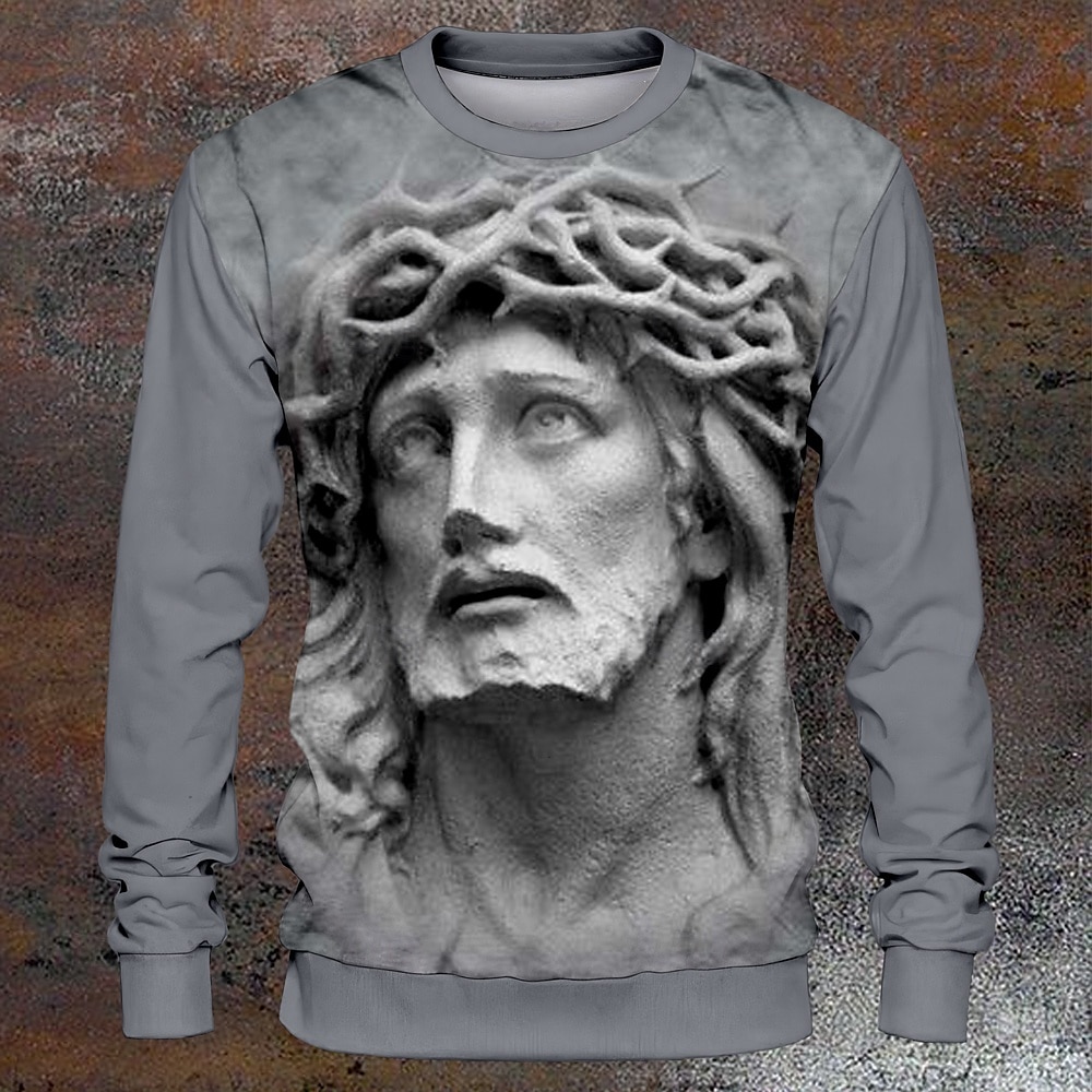 Herr Skulptur Tröja Långärmad Tröja Rund hals Häftig 3D-tryck Designer 3D-tryck Höst Vinter 2025 - $29.99 –P1