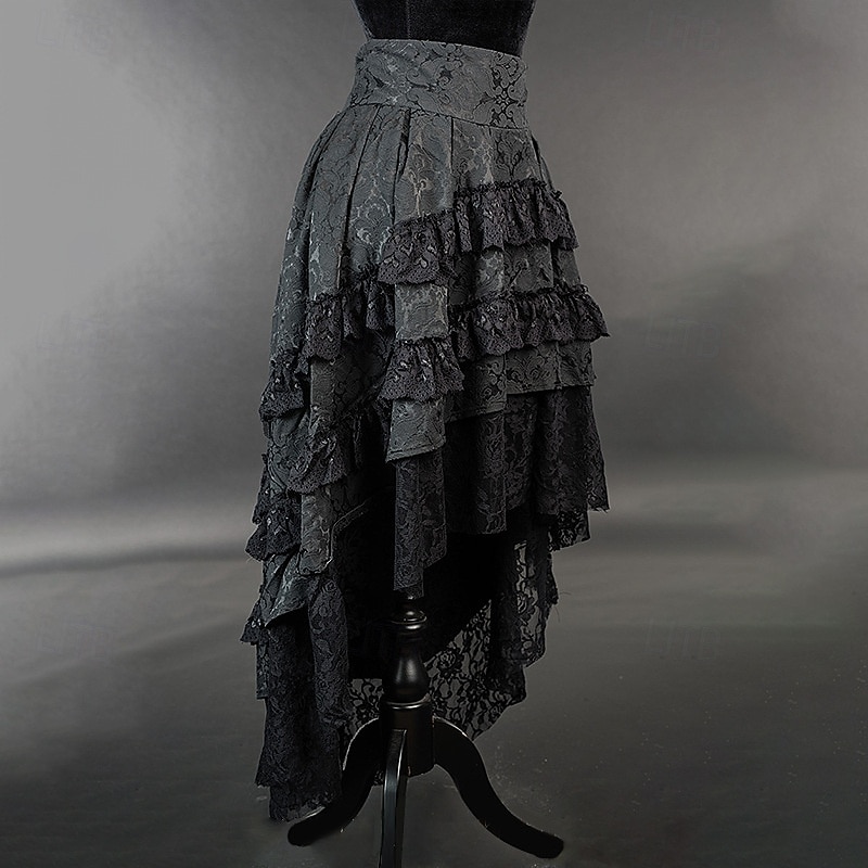 Punk & Gothic Steampunk Asymmetrical Skirt Goth Girl Lace Fancy Dress Women's Halloween Carnival Performance Party Adults Skirt 2026 - $46.99 –P5