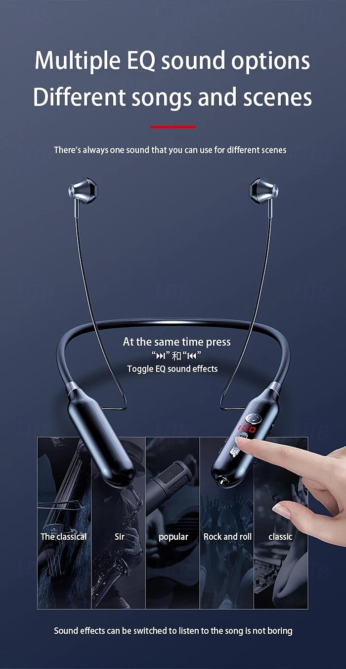 100 Hour Music Wireless Bluetooth Earphone 9D Strong Bass in Ear Sport Headset Neckband With Output MIC 2025 - $21.99 –P14
