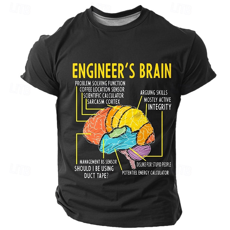 2026年 メンズおもしろいエンジニア脳図解グラフィックTシャツ - ユーモラスなエンジニアリング作業Tシャツギフト  コレクション – $19.49 –P3