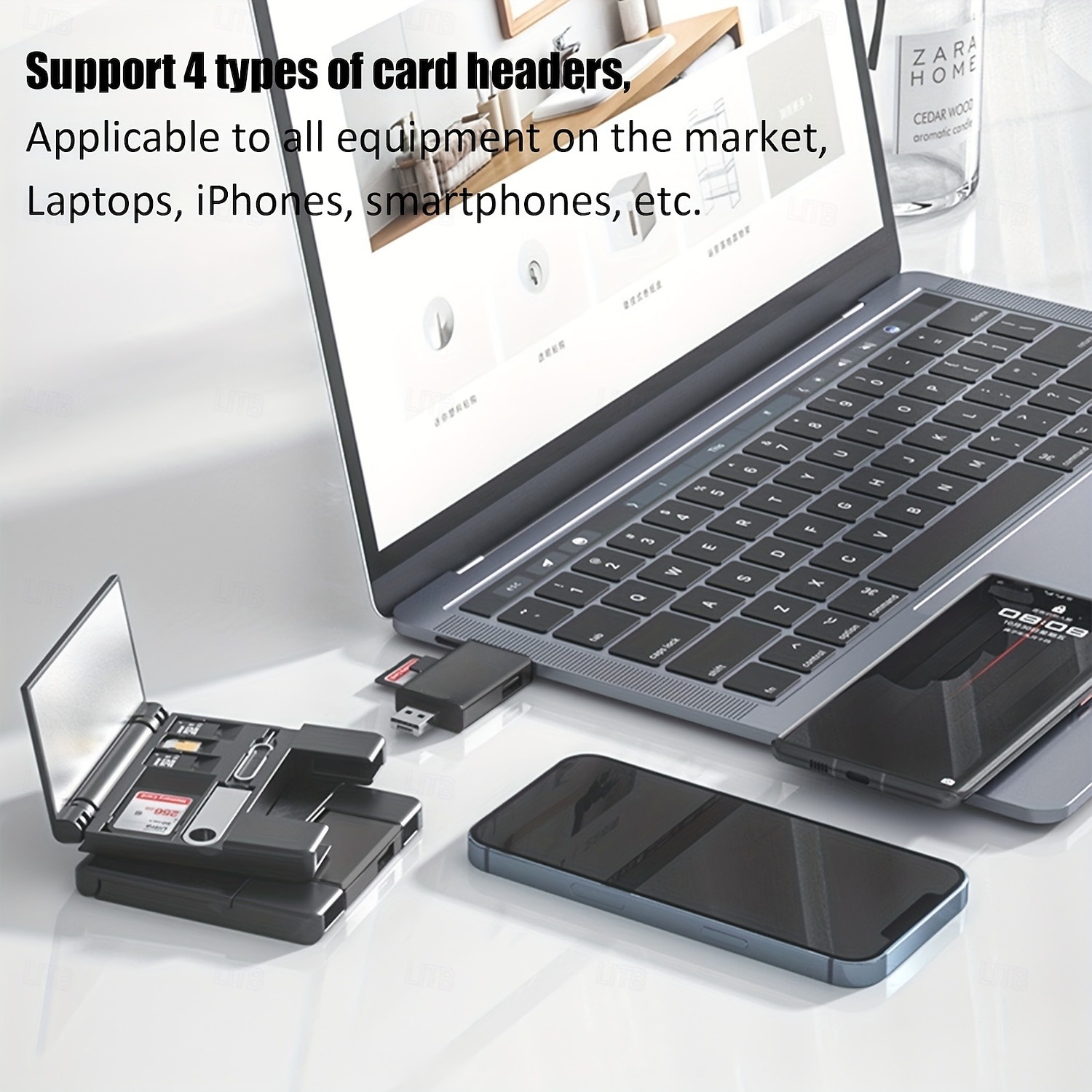multifunksjonell otg kortleser 7 i 1 micro sd kortleser u minnekortleser type-c for digitale kameraer, smarttelefoner, nettbrett otg converter ekstern u disk, sd, tf universal med oppbevaringsboks 2025 - $23.99 –P3