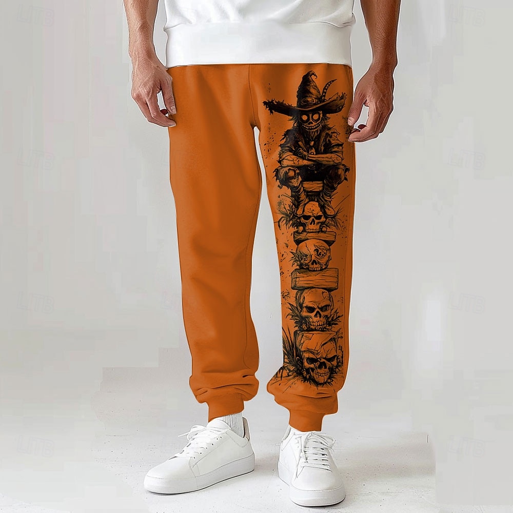 Homme Joggings Pantalon Jogging Impression 3D Crânes Toute la longueur Soirée du quotidien Décontractées Noir Blanche Micro-élastique de 2025 ? $27.99 –P1