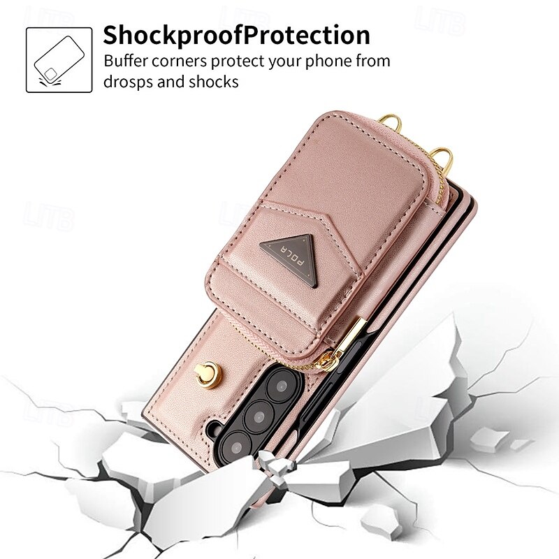 Phone Case For Samsung Galaxy Z Fold 6 Wallet Case with Stand Holder Zipper Full Body Protective Retro Genuine Leather 2025 - $33.99 –P11
