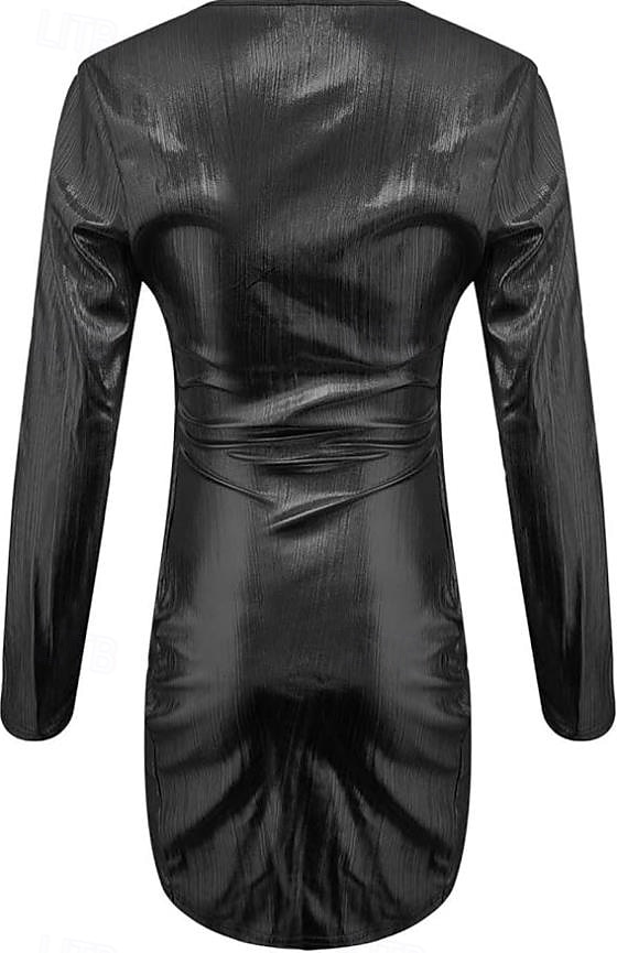 robe noire Robe unie Robe de cocktail noire Femme Mini robe Ruché Plein Air Rendez-vous Décontractées Col V manche longue Standard Argent Noir Rouge S M L XL 2XL de 2025 ? $41.99 –P2