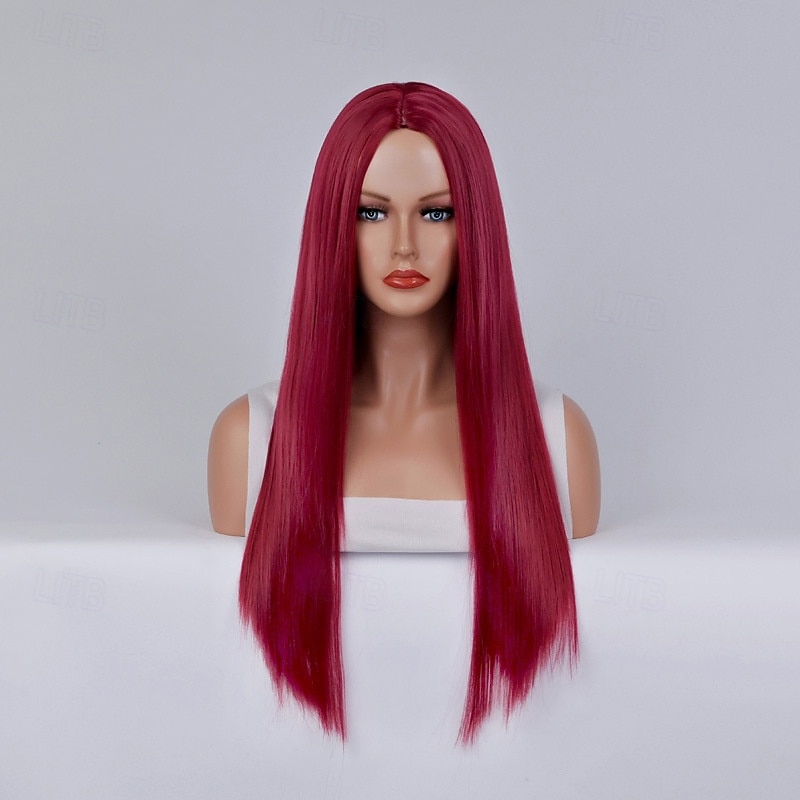 Parrucca del costume cosplay Liscio Parte di mezzo Parrucca Lungo Rosa chiaro Rosso bordeaux Oro pallido Oro latte giallo lino Capelli sintetici Per donna Biondo Rosa Rosso del 2025 a $14.99 –P7