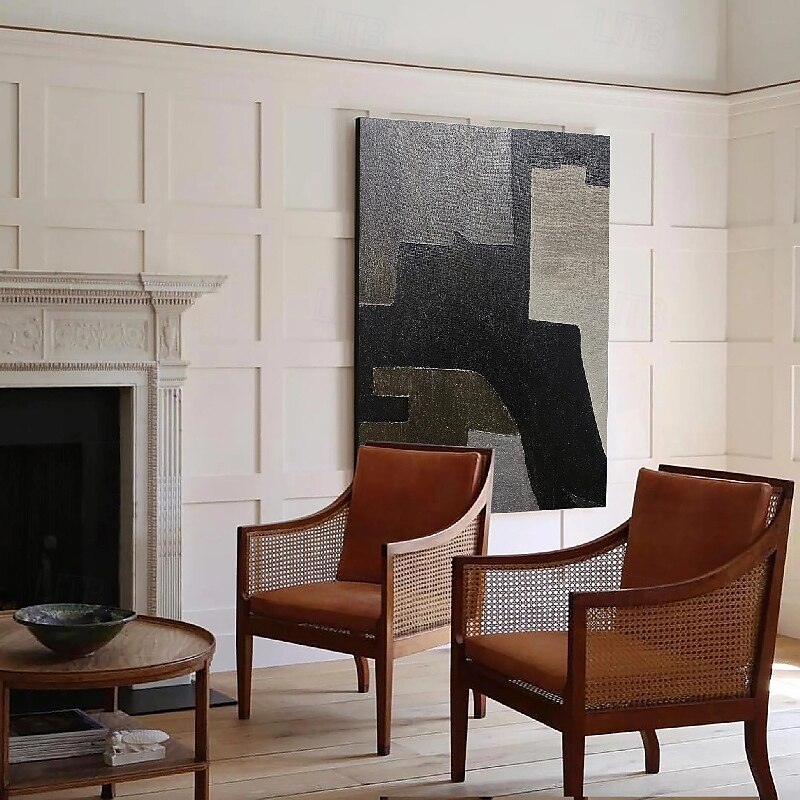 Peinture à l'huile noire 3D faite à la main sur toile, grand couteau à palette texturé abstrait peint à la main, peinture à l'huile boho, art mural personnalisé, œuvre minimaliste contemporaine pour de 2025 ? $116.99 –P1