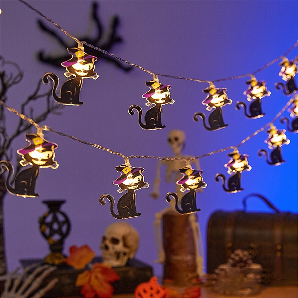 1,5m 10led halloween lanterne string spøkelse festival scene atmosfære dekorasjon lanterne string edderkoppnett flaggermus gresskar død gud festival dekorative lanterner 1stk 2025 - $11.49 –P9