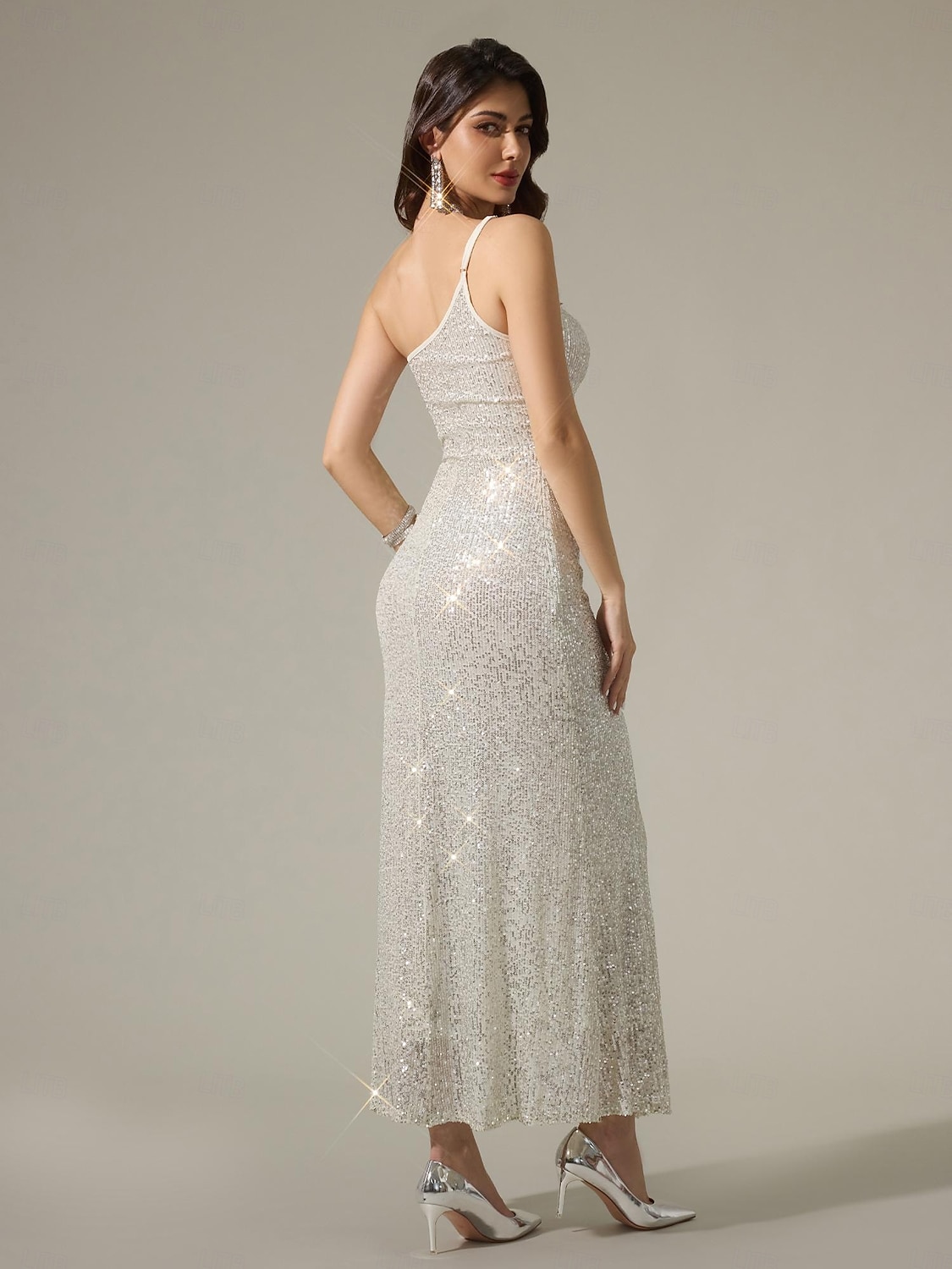 flitrové bílé elegantní společenské maxi šaty bez rukávů 2025 - $57.99 –P5