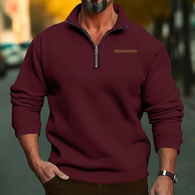 Per uomo Maglia Felpa con zip corta Aalbicocca Nero Bianco Vino Rosso Mezza zip Semplice Sport & Outdoor Quotidiano Ferie Poliestere Streetwear Essenziale Casual Autunno & Inverno Abbigliamento Felpe del 2026 a $28.99 –P7