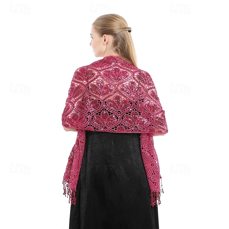 κομψή παγιέτα φούντα σάλι βραδινό φόρεμα cheongsam εξωτερικό σάλι νύφη παράνυμφος πούλιες σάλι 2025 - $22.99 –P5