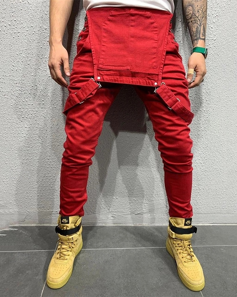 Men's Cargo Pants Tactical Pants Trousers Suspender Pants Pocket Plain Wearable Outdoor Daily Camping & Hiking Fashion Classic Black Red 2026 - $36.99 –P3