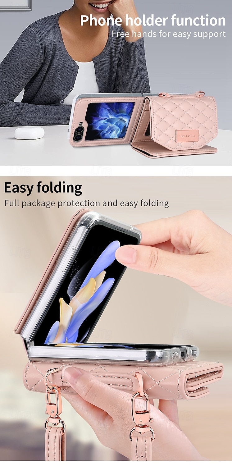 телефон Кейс для Назначение SSamsung Galaxy Z-флип 6 Z Flip 5 Z Flip 4 Z Flip 3 Кошелек для карт с ремешком Разъем для карты Защита от удара Ретро Настоящая кожа ТПУ 2025 - $30.99 –P9