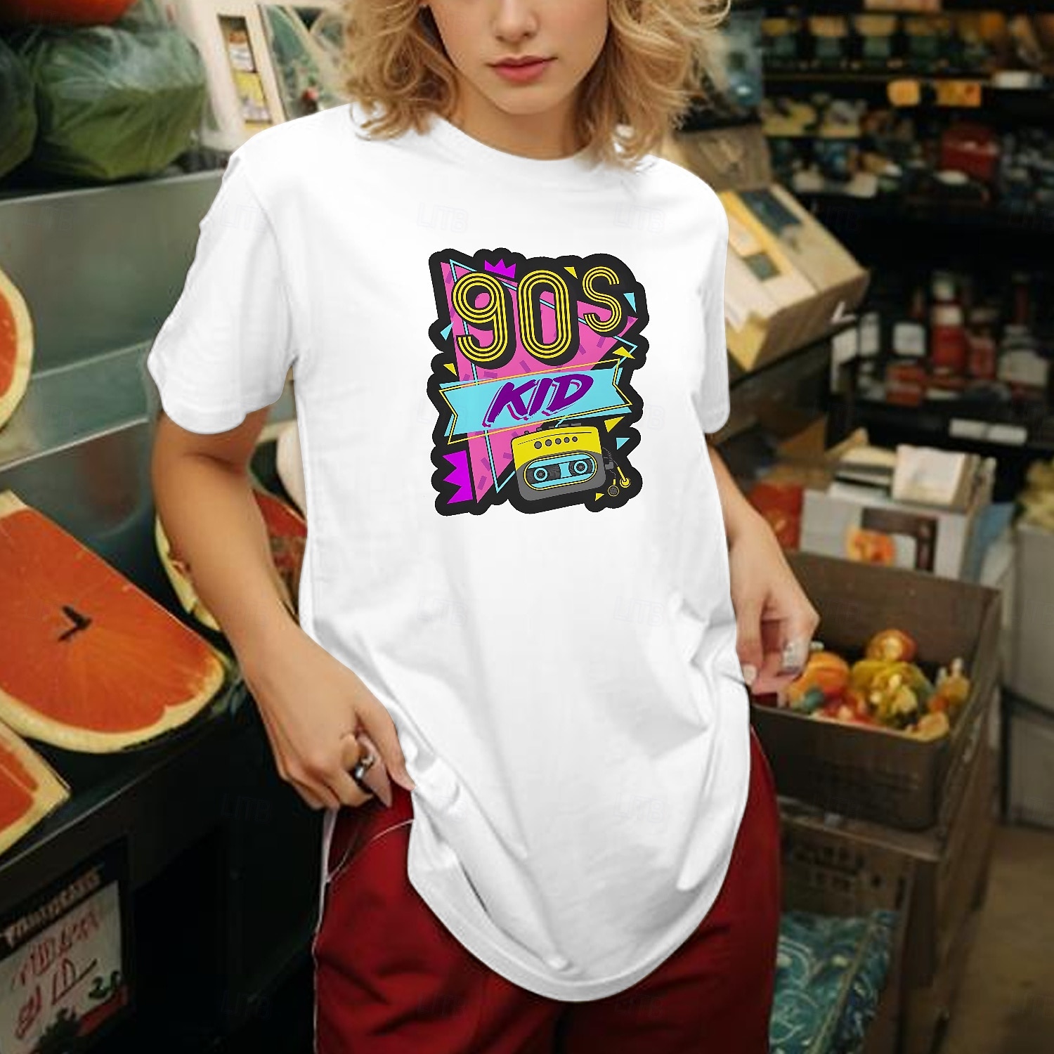 retro vintage tričko basic trička z 90. let pro dospělé dámské horké razítkové párty ležérní denní směs bavlny 2025 - $15.49 –P2