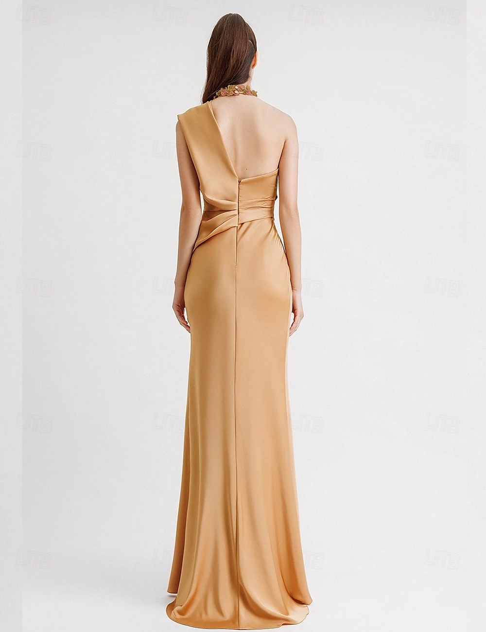 Sheath Evening Gown Elegant Dress Formal Floor Length Sleeveless One Shoulder Pocket Satin with Appliques dress to impress 2025 - $171.99 –P2