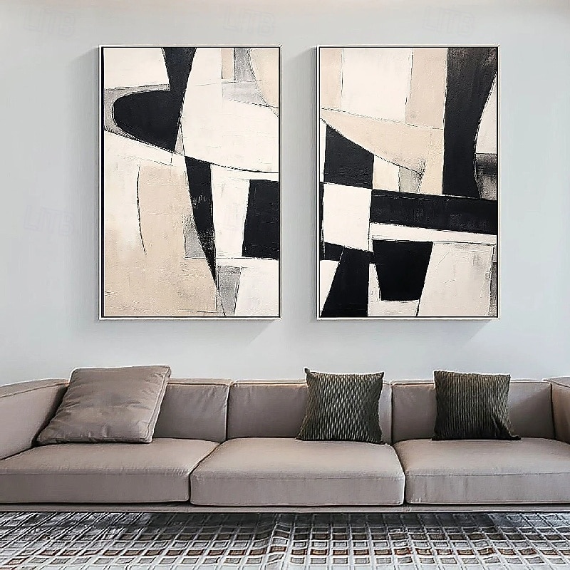 peinture à l'huile noire 3D faite à la main sur toile grande peinture à l'huile abstraite texturée au couteau à palette art mural bohème œuvre d'art minimaliste contemporaine personnalisée pour salon de 2025 ? $108.99 –P3