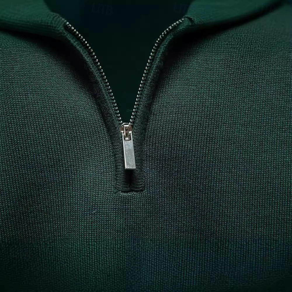 Herren Pullover Reißverschluss-Pullover Gerippt Stricken Normale Oberteile Reißverschluss Einfarbig Gerollter Kragen Strickware Täglich Outdoor Sport & Outdoor Bekleidung Frühling & Herbst Schwarz 2025 - $25.99 –P5