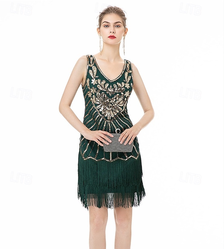 Retró Ordító 20-as évek 1920-as évek Flapper ruha Szerepjáték Jelmezek Felszerelések A nagy Gatsby Esküvői Vendég Flitter Rojt Női Karácsony Mindszentek napja Farsang Halloween Buli / Este Esküvői 2025 - $89.99 –P2
