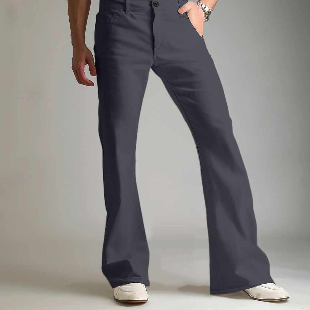 Men's Trousers Dress Pants Flared Pants Suit Pants Pocket Elastic Waist Plain Comfort Soft Full Length Daily Outdoor Going out Fashion Casual White Khaki Stretchy 2026 - $29.99 –P2