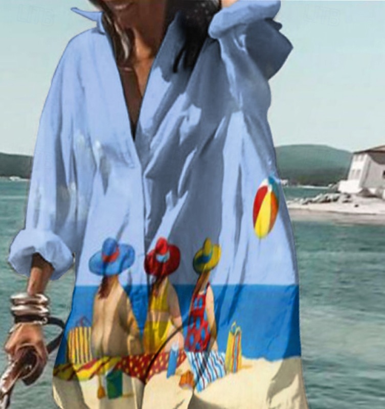 Women's Midi Dress Shirt Dress Animal Print Button Pocket Shirt Collar Casual Daily Beach Long Sleeve Summer Spring 2025 - $51.99 –P8