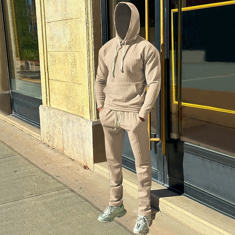 Per uomo Felpa con cappuccio Tuta Da Ginnastica Tuta da ginnastica Nero Bianco Verde militare Cachi Grigio scuro Con cappuccio Liscio A cordoncino 2 pezzi Tasca frontale Sportivo Giornaliero Per del 2025 a $39.99 –P2