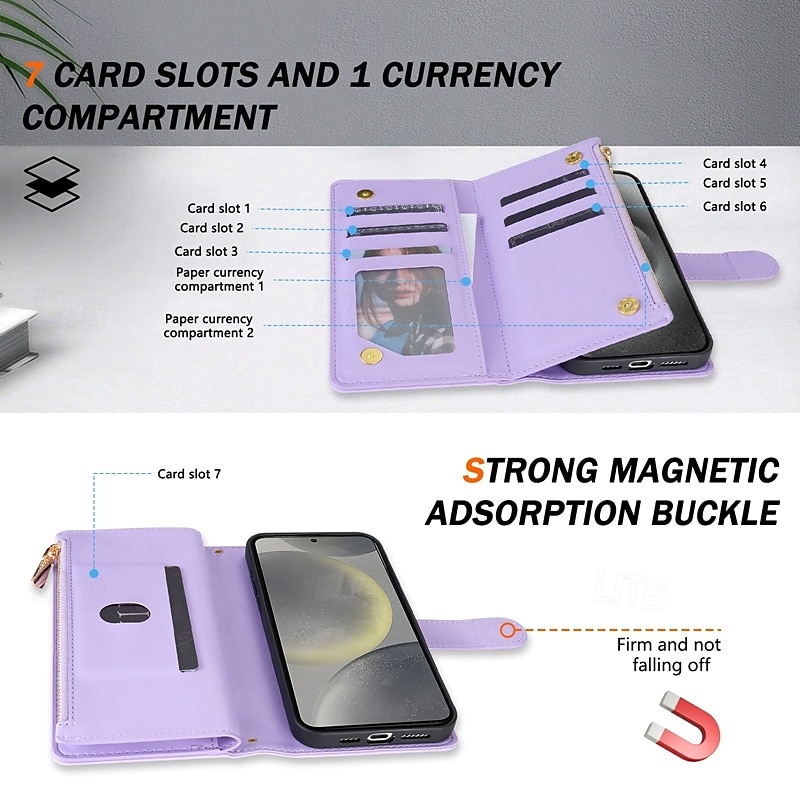 Phone Case For Samsung Galaxy S25 S24 S23 S23 FE S22 S21 Ultra Plus A55 5G A35 5G A25 A15 Wallet Case Magnetic Zipper with Lanyard Retro Geometric Pattern TPU PU Leather 2025 - $21.99 –P9