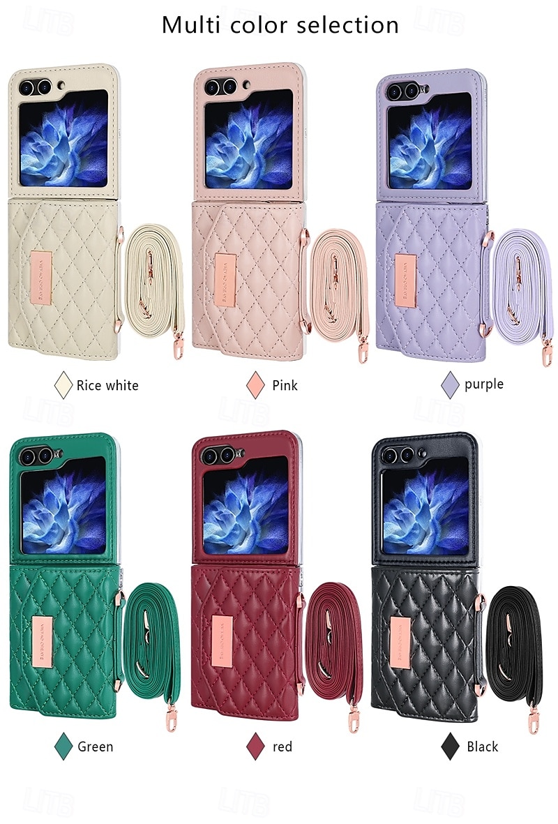 телефон Кейс для Назначение SSamsung Galaxy Z-флип 6 Z Flip 5 Z Flip 4 Z Flip 3 Кошелек для карт с ремешком Разъем для карты Защита от удара Ретро Настоящая кожа ТПУ 2025 - $30.99 –P3