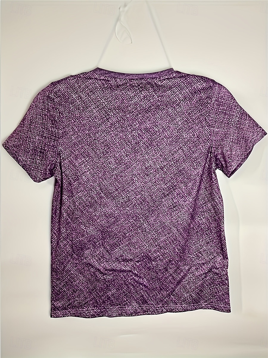 Women's T Shirt Casual Print Short Sleeve Regular Tops Daily White Purple Gray Summer 2025 - $19.99 –P2