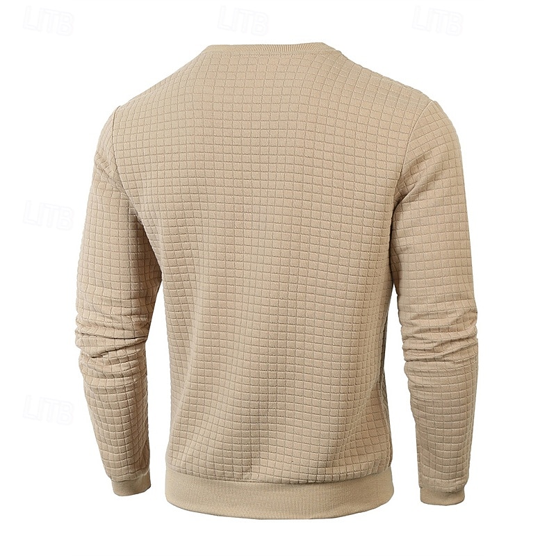 Bărbați Hanorca Hanorac Waffle Negru Alb Verde Militar Kaki Gri Închis Stil Nautic Simplu Striat Texturat Textură tricotată Sporturi & Exterior Zilnic Concediu Poliester Șic Stradă De Bază Casual 2026 - $18.99 –P16