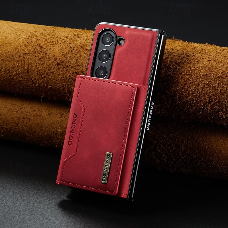 telefone Capinha Para Samsung Galaxy Dobra Z 7 Dobra Z 6 Z Fold 5 Z Fold 4 Z Fold 3 Capa traseira Com Suporte Destacável Magnética Retro TPU PC Couro PU de 2025 por $18.99 –P2