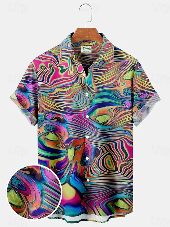 Per uomo Nautico Camicia Camicia con Bottoni Manica Corta Vintage Moda Designer Casuale All'aperto Ferie Estate Primavera Collo ripiegato Stampato Bottonato Blu Bianco Giallo Verde chiaro Rosa del 2026 a $25.99 –P10