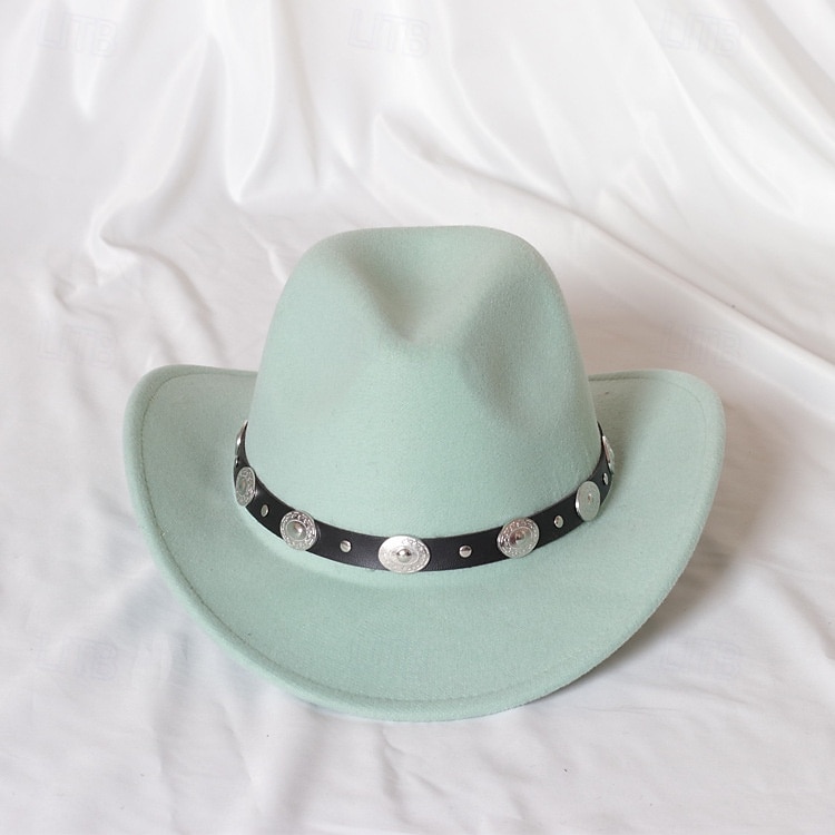 jednolity kolor unisex kowbojski kapelusz punkowy western z dzianinowym filcem 2025 - $18.49 –P15