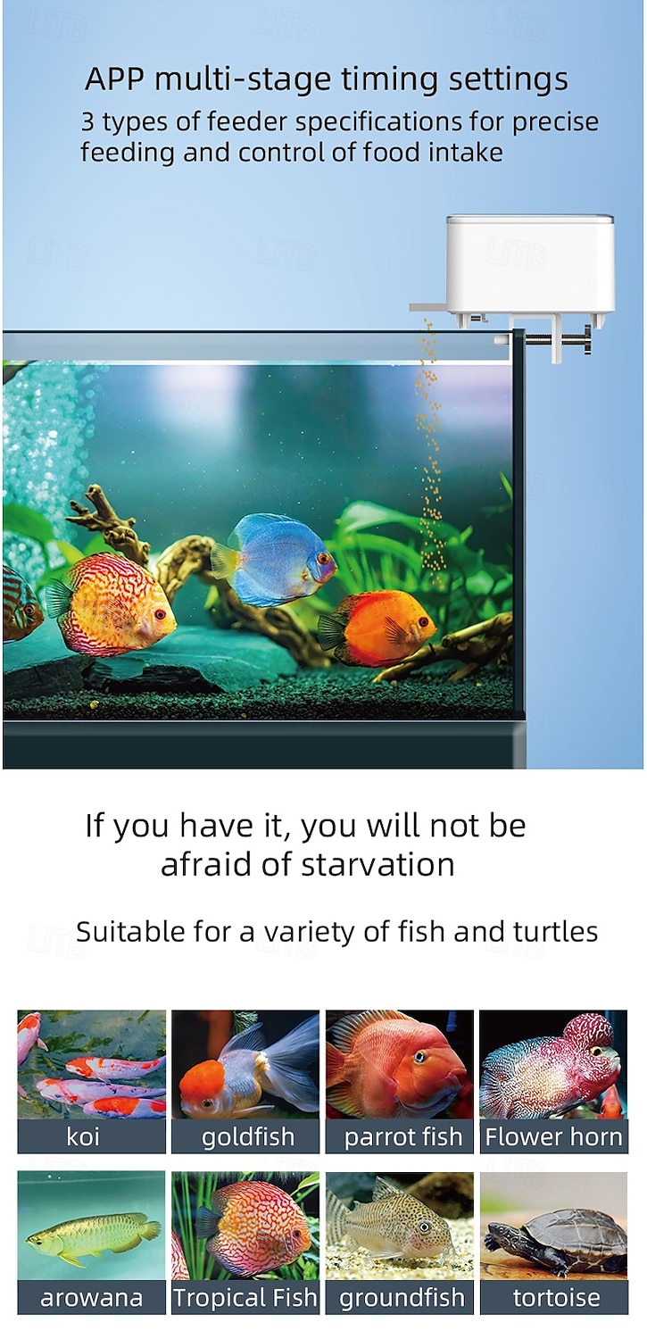 WiFi Remote Automatic Feeding Intelligent Timing Automatic Feeder Aquarium Goldfish Feeder 2025 - $37.99 –P6